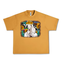 Peanut Butter goat family with sunflowers western serape turquoise background Urban Heavy Tee - Artiststas