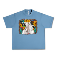 Pebble Blue goat family with sunflowers western serape turquoise background Urban Heavy Tee - Artiststas