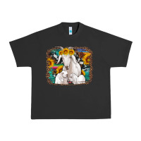 Pigment Black goat family with sunflowers western serape turquoise background Urban Heavy Tee - Artiststas