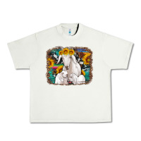 Pistachio goat family with sunflowers western serape turquoise background Urban Heavy Tee - Artiststas