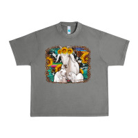 Tornado goat family with sunflowers western serape turquoise background Urban Heavy Tee - Artiststas