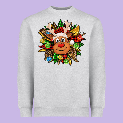 Christmas Reindeer Sunflower Heavyweight Sweatshirt Designed By Jasminsmagicworld