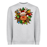 Heather Grey Christmas reindeer sunflower Heavyweight Sweatshirt - Jasminsmagicworld