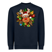 Navy Christmas reindeer sunflower Heavyweight Sweatshirt - Jasminsmagicworld