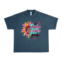 Midnight Navy sunflower in october we wear pink Urban Heavy Tee - AdoDesignShop