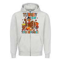 Dove Grey turkey and touchdowns Zipper Hoodie - MaliasSmallBusiness