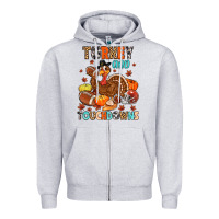 Heather Grey turkey and touchdowns Zipper Hoodie - MaliasSmallBusiness