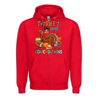 Red turkey and touchdowns Zipper Hoodie - MaliasSmallBusiness