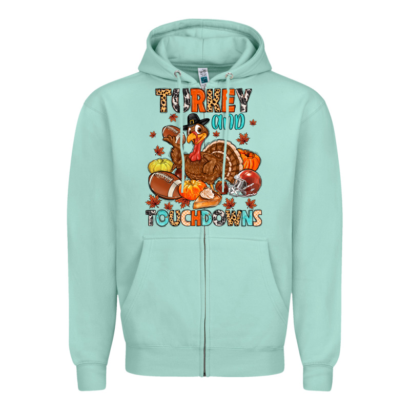 Turkey And Touchdowns Zipper Hoodie by MaliasSmallBusiness | Teevron