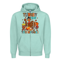 Seafoam turkey and touchdowns Zipper Hoodie - MaliasSmallBusiness