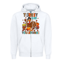 White turkey and touchdowns Zipper Hoodie - MaliasSmallBusiness