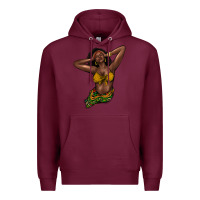 Burgundy black woman Premium Hoodie - NancyCooperArtShop