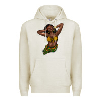 Oatmeal Heather black woman Premium Hoodie - NancyCooperArtShop