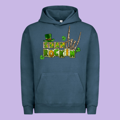 Sham Rockin Skeleton Hand St. Patrick's Urban Hoodie Designed By Cowgirlartshop