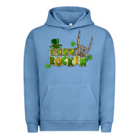Pigment Pebble Blue Sham rockin skeleton hand St. Patrick's Urban Hoodie - CowGirlArtShop