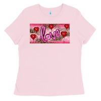 Bubblegum Pink Valentine's Day Love Balloon Heart Balloons Ladies Tee - RanaPortraitStore