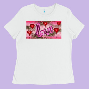 Valentine's Day Love Balloon Heart Balloons Ladies Tee Designed By Ranaportraitstore