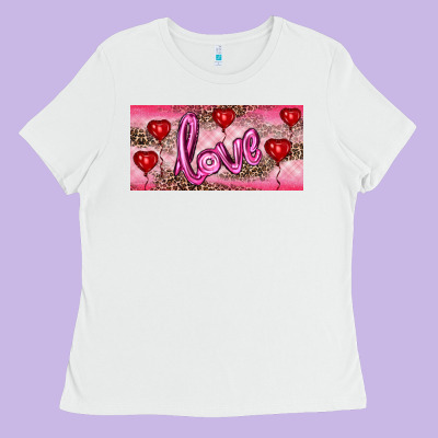 Valentine's Day Love Balloon Heart Balloons Ladies Tee Designed By Ranaportraitstore