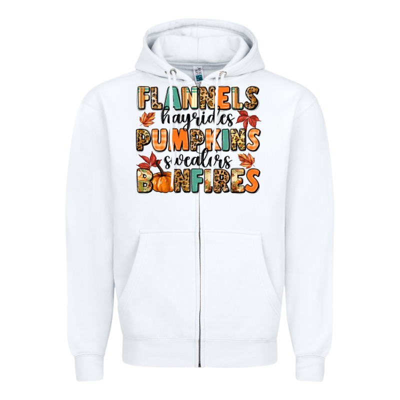 Flannels Hayrides Pumpkinsbonfires Zipper Hoodie by MaliasSmallBusiness | Teevron