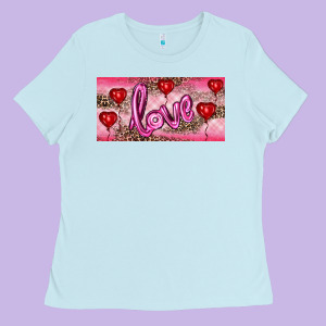 Valentine's Day Love Balloon Heart Balloons Ladies Tee Designed By Ranaportraitstore