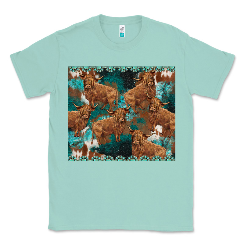 Turquoises Gemstones Cowhide Highlands Cow Classic Tee by BarkalooDesign | Teevron