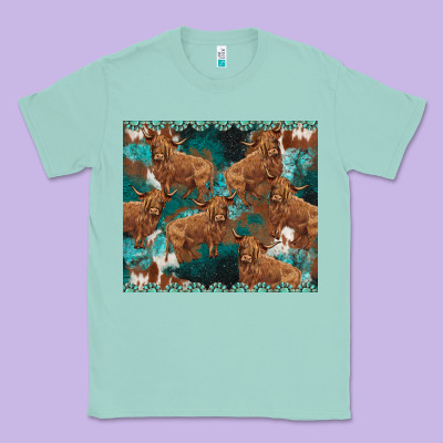 Turquoises Gemstones Cowhide Highlands Cow Classic Tee Designed By Barkaloodesign