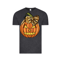 Vintage Black Leopard Ribbon Halloween Pumkin Vintage Tee - JahusDesignShop