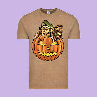 Leopard Ribbon Halloween Pumkin Vintage Tee Designed By Jahusdesignshop