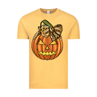 Vintage Mustard Leopard Ribbon Halloween Pumkin Vintage Tee - JahusDesignShop