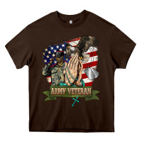 Chocolate Brown army veteran  pray Heavy Core Tee - BarkalooDesign