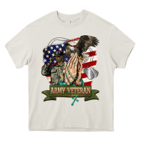 Cream army veteran  pray Heavy Core Tee - BarkalooDesign