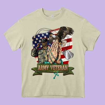 Army Veteran  Pray Heavy Core Tee Designed By Barkaloodesign