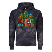Cloud Black merry christmas with christmas trees Vintage Hoodie - AdoDesignShop