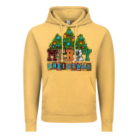 Vintage Mustard merry christmas with christmas trees Vintage Hoodie - AdoDesignShop