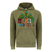 Vintage Olive merry christmas with christmas trees Vintage Hoodie - AdoDesignShop
