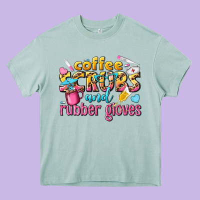 Coffee Scrubs And Rubber Gloves Heavy Core Tee Designed By Texasbilliewilder
