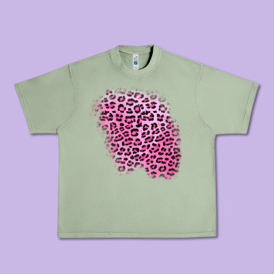 Pink Leopard Patch Urban Heavy Tee Designed By Adodesignshop