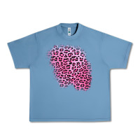 Pebble Blue pink leopard patch Urban Heavy Tee - AdoDesignShop