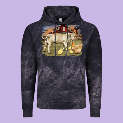 Charolaris Bull And Chicken In Barnyard Vintage Hoodie Designed By Ranaportraitstore