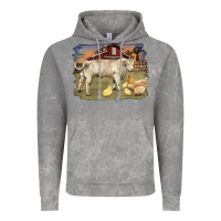 Cloud Rock charolaris bull and chicken in barnyard Vintage Hoodie - RanaPortraitStore