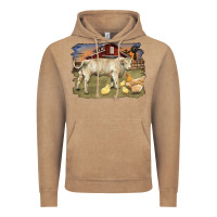 Vintage Coffee charolaris bull and chicken in barnyard Vintage Hoodie - RanaPortraitStore
