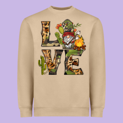 Love Camping Gnome Heavyweight Sweatshirt Designed By Barkaloodesign