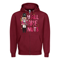 Burgundy yall are nuts Zipper Hoodie - MaliasSmallBusiness