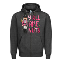 Charcoal Heather yall are nuts Zipper Hoodie - MaliasSmallBusiness