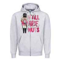 Heather Grey yall are nuts Zipper Hoodie - MaliasSmallBusiness