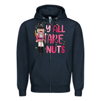 Navy yall are nuts Zipper Hoodie - MaliasSmallBusiness