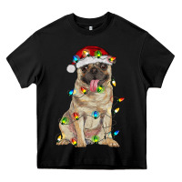 Black pug with christmas lights Heavy Core Tee - RanaPortraitStore