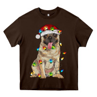 Chocolate Brown pug with christmas lights Heavy Core Tee - RanaPortraitStore