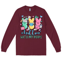 Burgundy chillin with my peeps Long Sleeve Tee - MaliasSmallBusiness