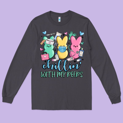 Chillin With My Peeps Long Sleeve Tee Designed By Maliassmallbusiness